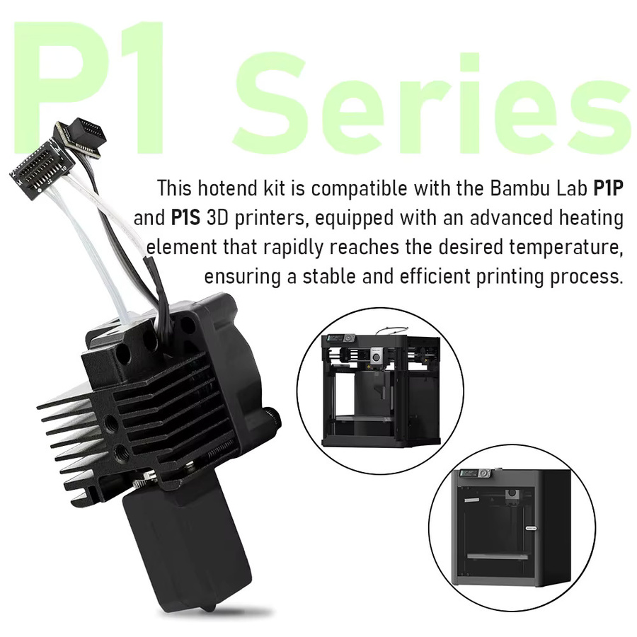 Bambu Lab Hotend Upgrade für P1S und P1P 3D-Drucker mit 2510 Kühlventilator und Kabel in Schwarz - Bild 5