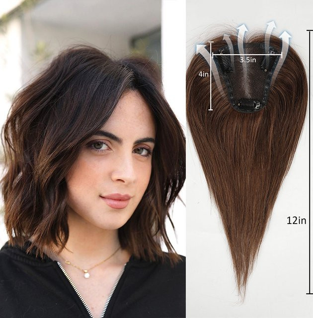 HAIRCUBE Echthaar Topper Clips, dunkelbraun, Damen - Bild 1