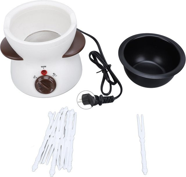 Mini-Elektro-Fondue-Set von OutsideWorld in Weiß mit 10 Tauchgabeln zum Schmelzen von Schokolade - Bild 1
