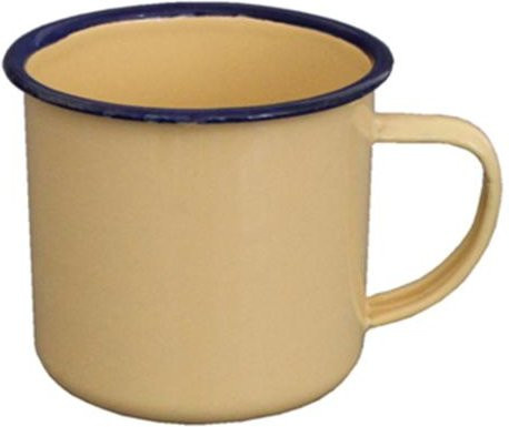 Vintage Emaille Tasse mit Henkel in Beige, Hitzebeständiger Trinkbecher für Tee, Milch, Wasser oder Kaffee von Zhuiyucq - Bild 1