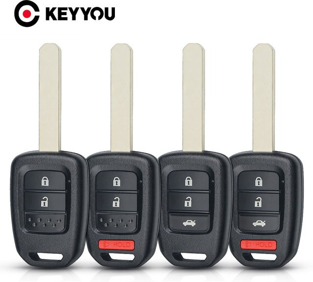 KEYYOU Ersatzgehäuse für Honda Accord, Civic, XRV, City und CRV, 2/3/4 Tasten Fernbedienung Schlüssel Shell, Schwarz - Bild 1