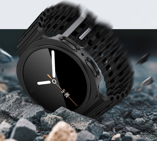 Schutzhülle für Samsung Galaxy Watch 8 (44 mm und 40 mm) mit gehärteter Glas-Displayschutzfolie und PC-Stoßstangenabdeckung in Schwarz und Transparent - Bild 1