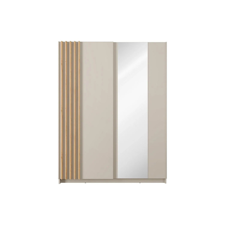 Vente-unique Kleiderschrank Calela Beige mit Schiebetüren und Spiegel, B: 150,5 cm, H: 198,5 cm, T: 62 cm - Bild 2