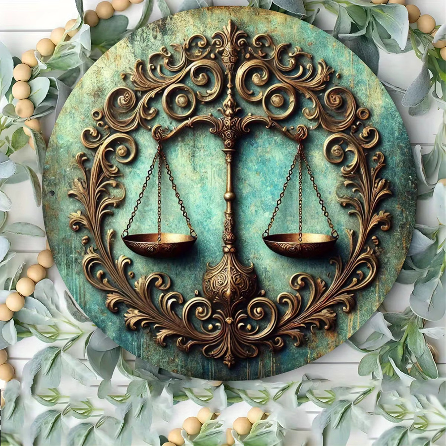 Vintage Metall-Blechschild Justitia-Skala Wanddekoration von CIFBUY, Mehrfarbig, Breite: 20,32 cm, Höhe: 20,32 cm, Tiefe: 0,1 cm - Bild 5