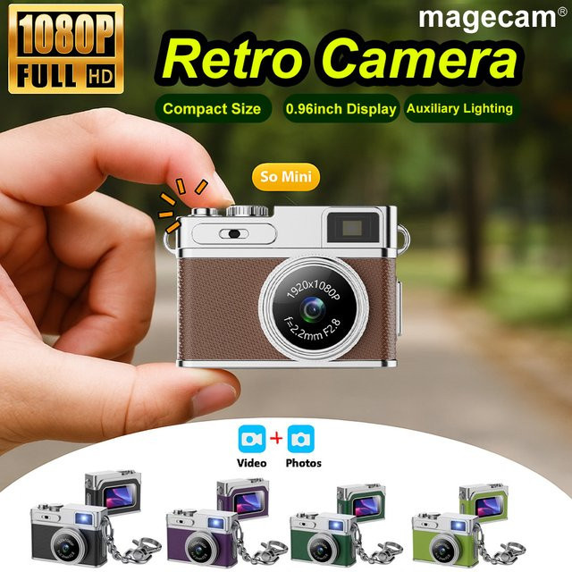Magecam Retro Digitalkamera in Schwarz mit 1080P Videorecorder, LED Fülllicht und 0,96 Zoll IPS-Bildschirm - Bild 1