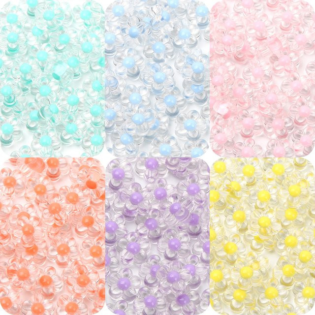 Laudsong Perlen, Blume, Acryl, 13mm, Transparent, Zwei Farben - Bild 1