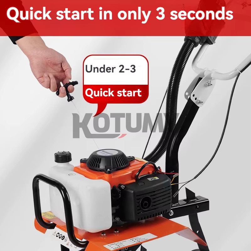 KOTUMY Benzin-Mini-Bodenfräse mit 4-Takt-Motor in Orange - Bild 3