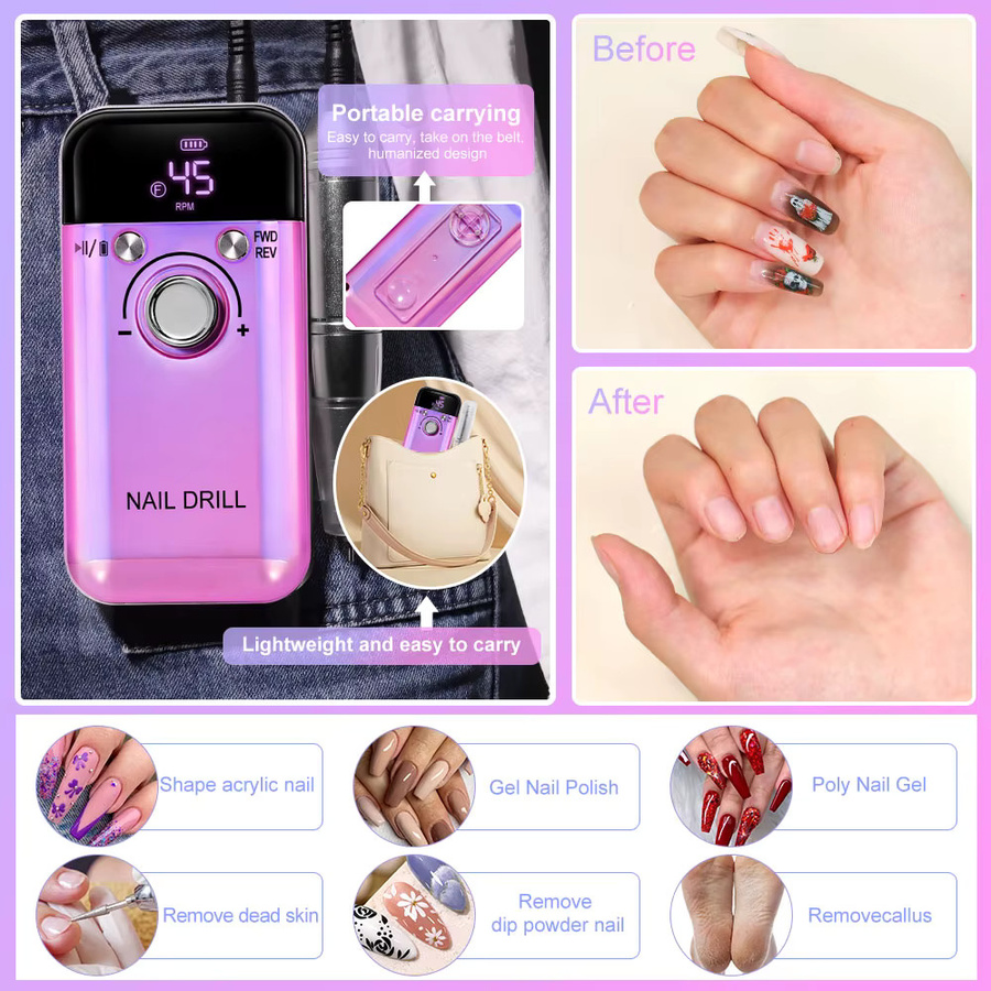 Limegirl Elektrische Nagelbohrmaschine, Pink, Glänzend, Unisex - Bild 2