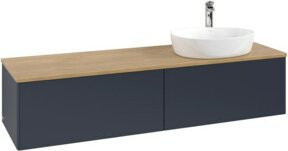 V&B Waschtischunterschrank Antao ohne Frontstruktur, Wandmontage, Eiche Honig, Braun, B: 160 cm, T: 50 cm - Bild 1