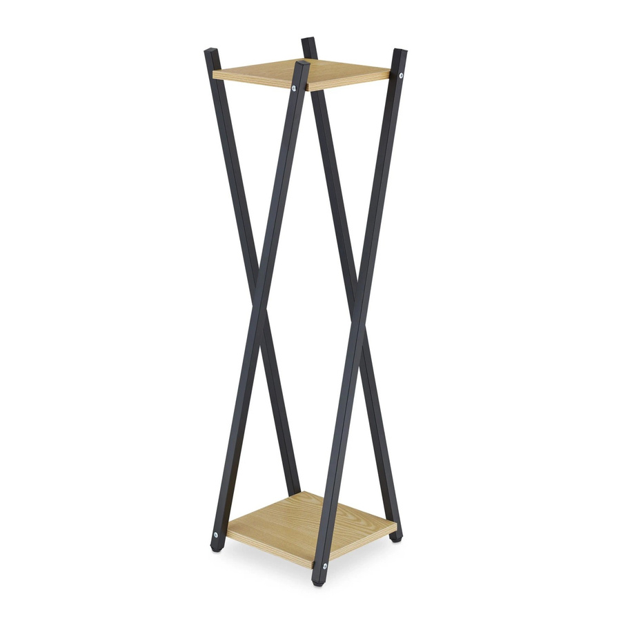 Relaxdays Blumenständer aus Stahl und MDF in Hellbraun mit 2 Ebenen, Höhe: 99 cm, Breite: 29 cm, Tiefe: 29 cm - Bild 2