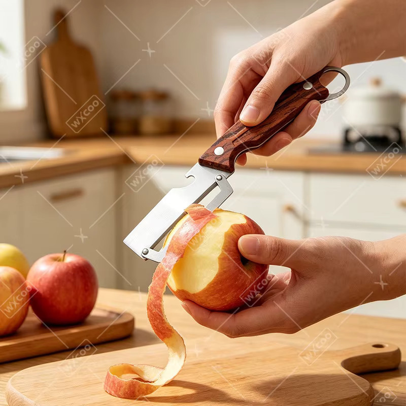 WXCOO Multifunktionaler Obstschäler mit verstärkter Klinge für Gemüse und Zuckerrohr, Braun - Bild 3