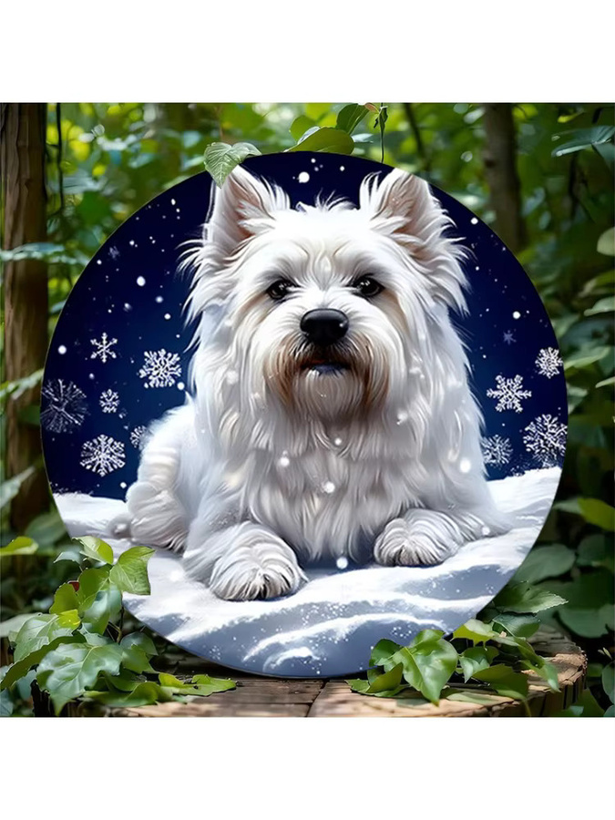 Potdemiel Rundes Metallschild Hund Vintage Wandkunst aus Aluminium für drinnen und draußen Durchmesser: 20 cm - Bild 6