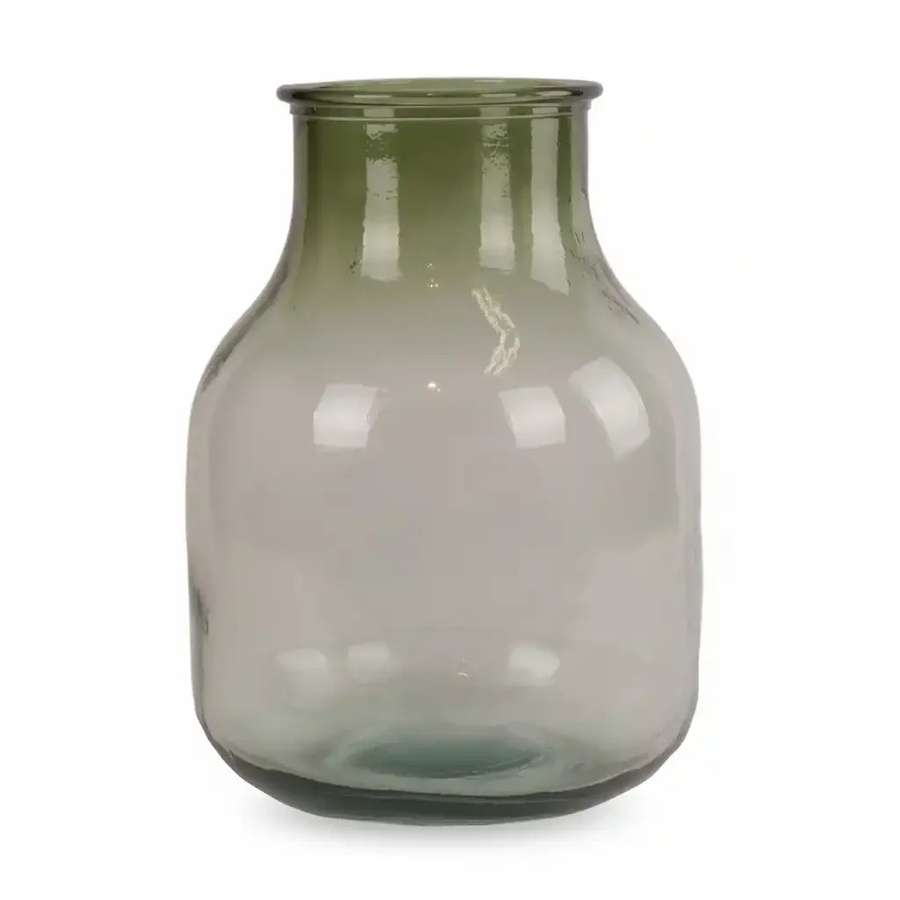 Lolaa Vase Toledo aus recyceltem Glas in Grün, rund, Durchmesser: 25 cm, Höhe: 35 cm - Bild 1