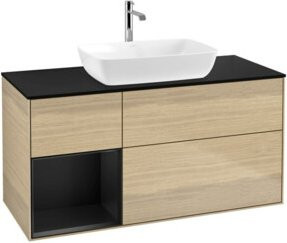 V&B Waschtischunterschrank Finion in Blau mit Eichenregal, Breite: 120 cm, Tiefe: 50,1 cm, Höhe: 50,1 cm - Bild 1