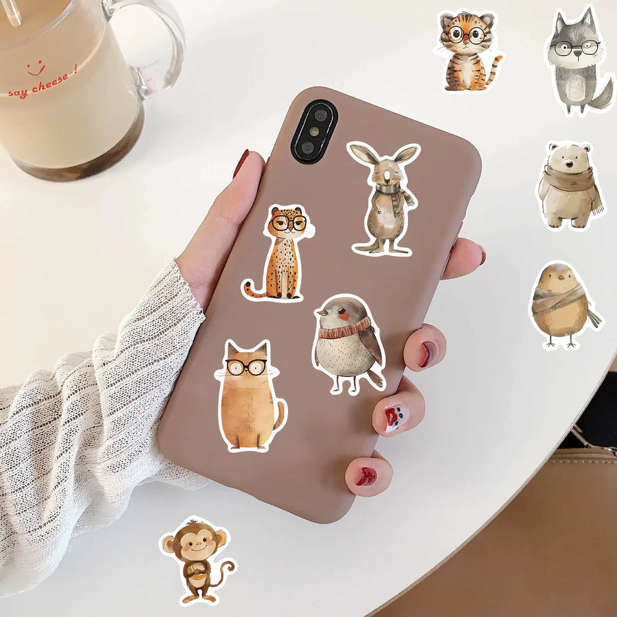 50 Stück handgezeichnete Tier-Aufkleber im Harajuku-Stil, bunte DIY-Aufkleber für Laptop, Skateboard und Notizbuch - Bild 2