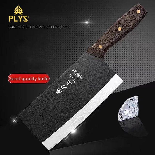 Damascus Küchenmesser aus Manganstahl mit Holzgriff als Cleaver und Hackmesser - Bild 1