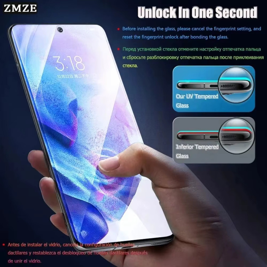 Set aus 3 oder 4 UV-Displayschutzfolien aus gehärtetem Glas für Realme 14 Pro und 14 Pro Plus, kratzfester HD-Bildschirmschutz mit Vollkleber für gebogene Displays, transparent - Bild 5