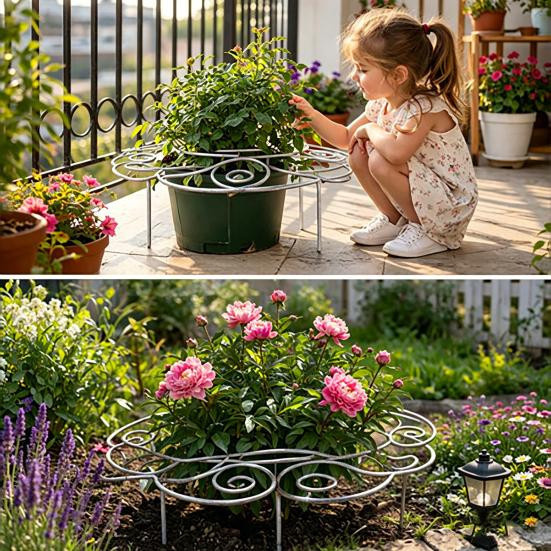 Logiful Pflanzenstützring aus Metall in Silber für Garten, Innen und Außen zur Unterstützung von Pfingstrosen, Dahlien und Kletterpflanzen - Bild 4