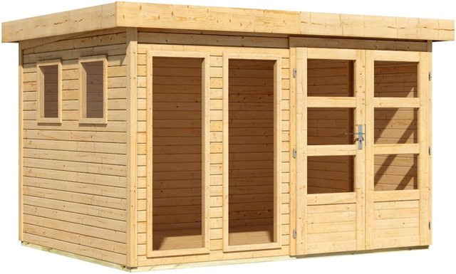 Karibu Gartenhaus Pentus 5 mit Flachdach aus nordischer Fichte in Braun - Bild 1