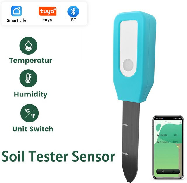 Tuya Smart Boden Detektor Temperatur und Feuchtigkeit Sensor für die Garten Fernüberwachung kompatibel mit Google und Alexa Assistent - Bild 1