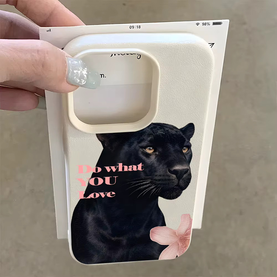 Black Panther Handyhülle mit Lychee-Textur für Apple iPhone in Pink - Bild 3