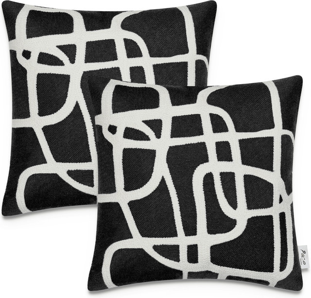 2er-Set Kissenbezüge Chino aus Baumwolle in Schwarz, B/H: 45 x 45 cm - Bild 1