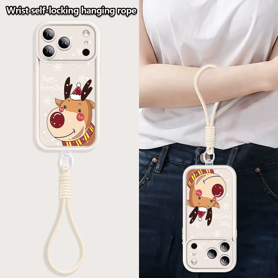 Stoßfeste TPU Handyhülle mit Weihnachts-Hirschmuster von YISHANGOU in Blau für iPhone 11 bis iPhone 17 Pro Max inklusive Lanyard-Abdeckung - Bild 2