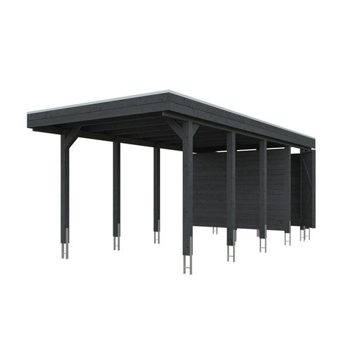 Skan Holz Carport Friesland mit Abstellraum aus Fichte in Schiefergrau B/T/H: 320 x 708 x 239 cm - Bild 3