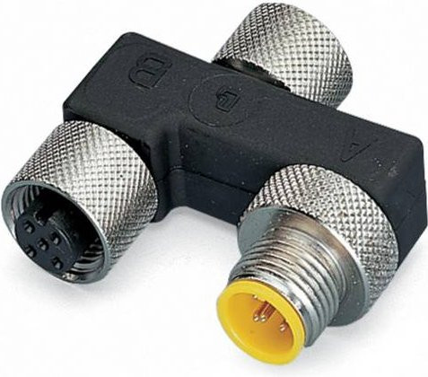 WAGO Sensor-Aktor-Verteiler und Adapter 756-9303/050-000 in Schwarz, T-Form mit M12 Adapter und 5 Polen - Bild 1
