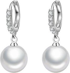 Perlenohrringe 925 Silber, Perle, Zirkonia, Weiß, Damen - Bild 1