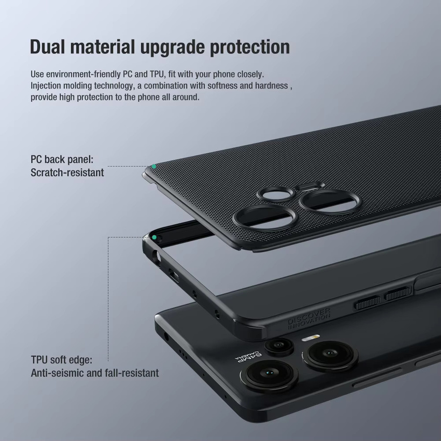 Nillkin Super Frosted Shield Pro Schutzhülle für Redmi Note 12 Turbo und Xiaomi Poco F5 in Rot mit Anti-Drop-Airbag - Bild 2