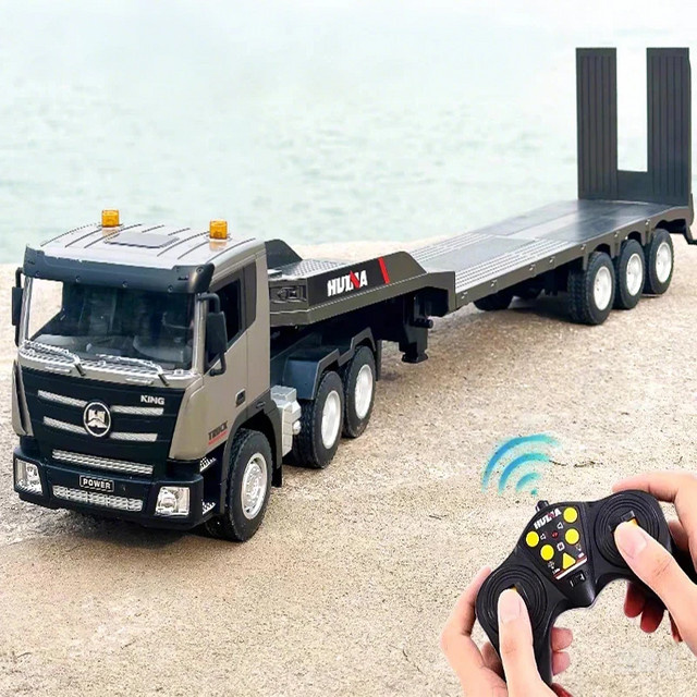 Huina 1318 RC Truck, ferngesteuerter Legierungs-Flachlader Kippanhänger, Baufahrzeug - Bild 1