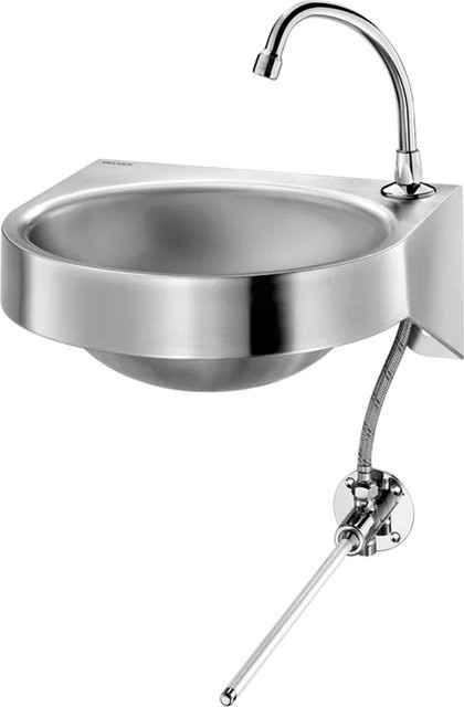 Delabie WT GENOU Waschtisch kniebetätigbar aus Edelstahl 1.4301 in Silber, Wandmontage, Breite: 29,6 cm, Tiefe: 43,0 cm, Höhe: 39,6 cm - Bild 1