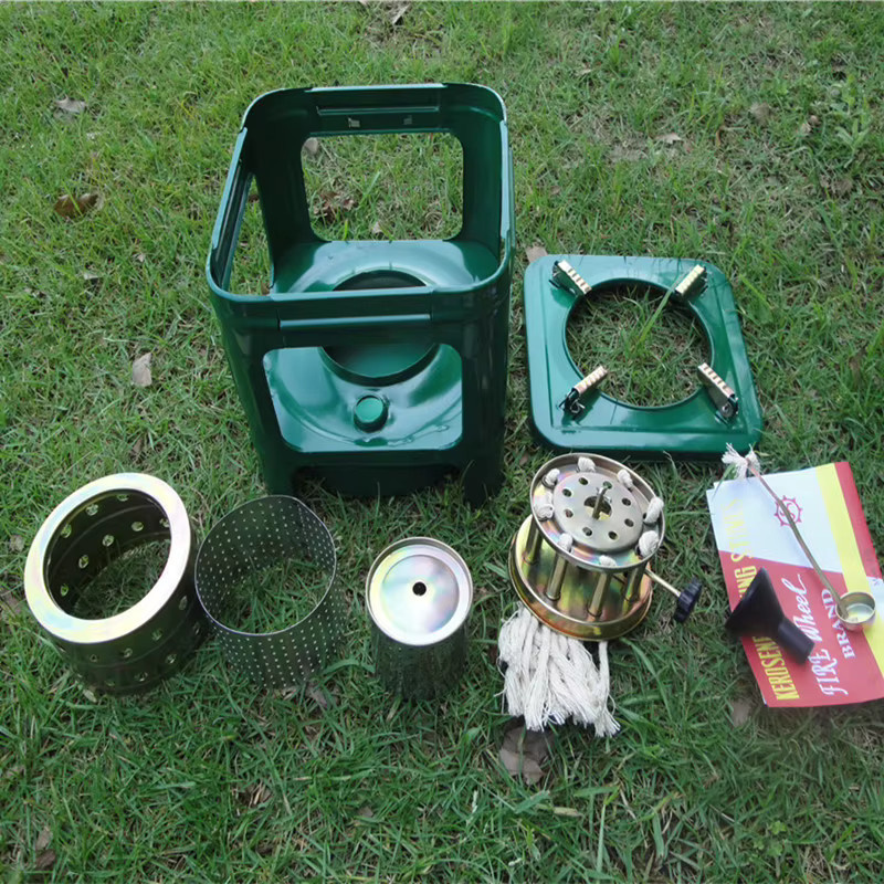 Tragbarer Mini-Ölheizung Kocher mit 8 Dochten in Grün für Camping und Outdoor-Einsätze - Bild 1
