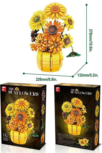 Sonnenblumen Bausteine Blumenstrauß Vase, Modell, ab 14 Jahren - Bild 1