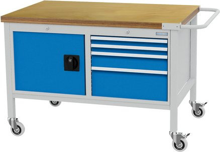 Bedrunka + Hirth Werkbank aus Stahl und Holz in Grau, B/H/T: 125 x 85,9 x 75 cm - Bild 1