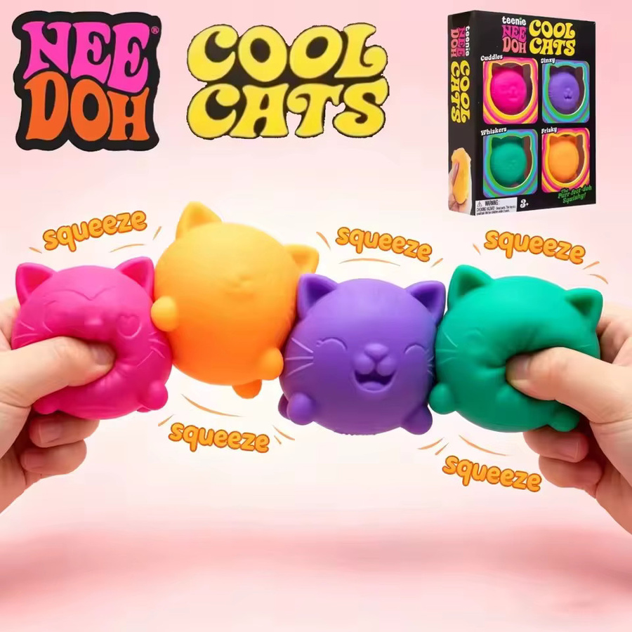 Schylling Nee Doh Nice Cube Soda Color und Mini Cat, 4er-Set, Squishy Fidget-Spielzeug - Bild 2
