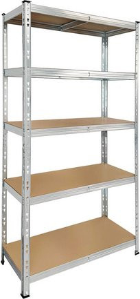 Steckregal aus verzinktem Stahl in Silber, H x B x T: 180 x 90 x 40 cm - Bild 1