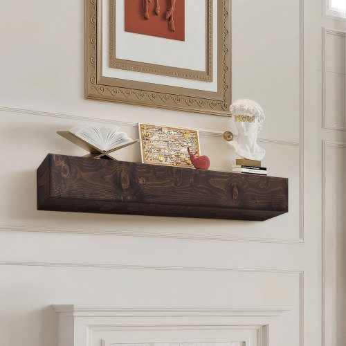 VEVOR Kaminsims aus Weißkieferholz in Braun, schwebendes Bauernhausregal zur Wandmontage, B/T/H: 183,9 x 20,3 x 12,7 cm - Bild 1