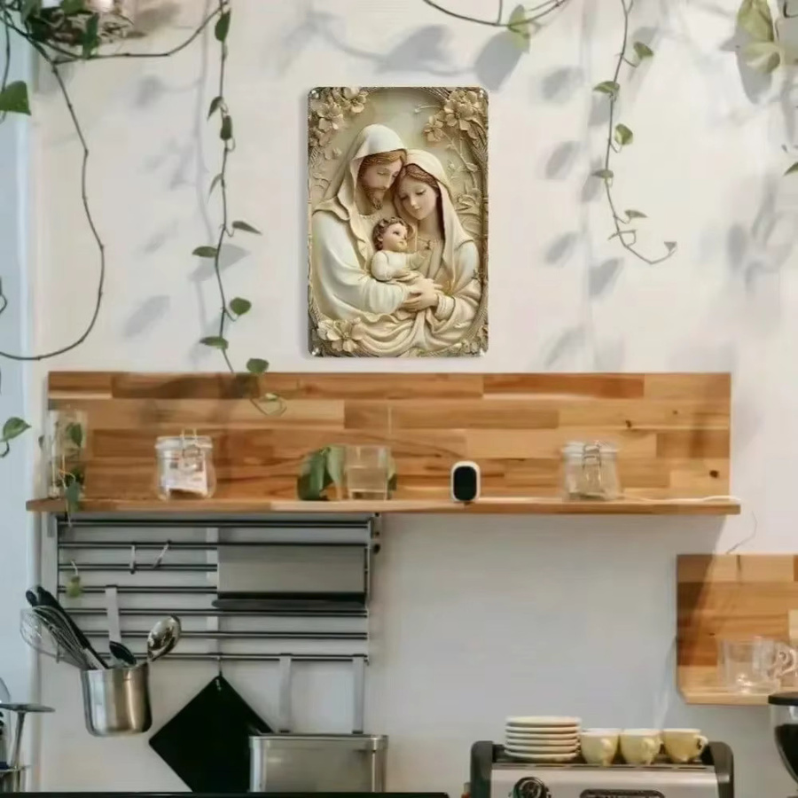 KrippeFamilyArt Rustikale Krippen-Wanddekoration aus Metall für das Wohnzimmer - Bild 3