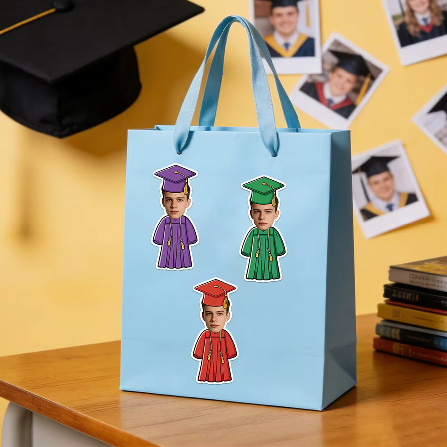 WEIGAO Personalisierte Abschlussaufkleber mit eigenem Foto Jahrgang 2026, bunte DIY-Scrapbook-Etiketten für die Abschlussfeier-Dekoration - Bild 2