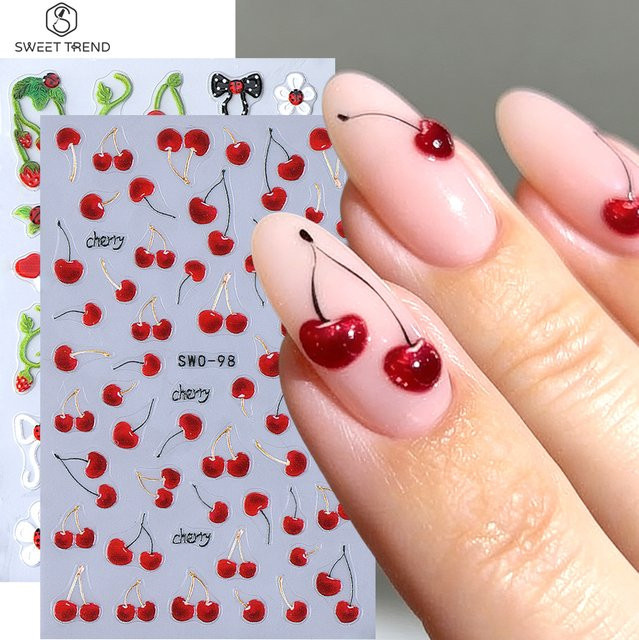 SWEET TREND Nagelaufkleber Kirschfrucht und Erdbeere, Glänzend, Unisex - Bild 1