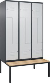 C+P Z-Spind Classic PLUS Sitzbank mit 6 Fächern und Zylinderschloss, Buche-Hartholz und Stahl, Farbe Anthrazit/Grau, B/T/H: 212,0 x 120,0 x 81,5 cm - Bild 1