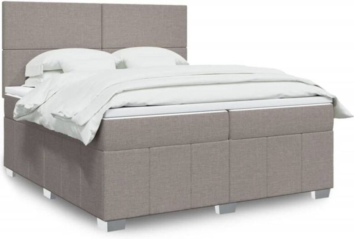 Vidaxl Boxspringbett mit Matratze in Taupe meliert und Weiß aus Stoff und Holzwerkstoff B/T: 200 x 200 cm - Bild 1