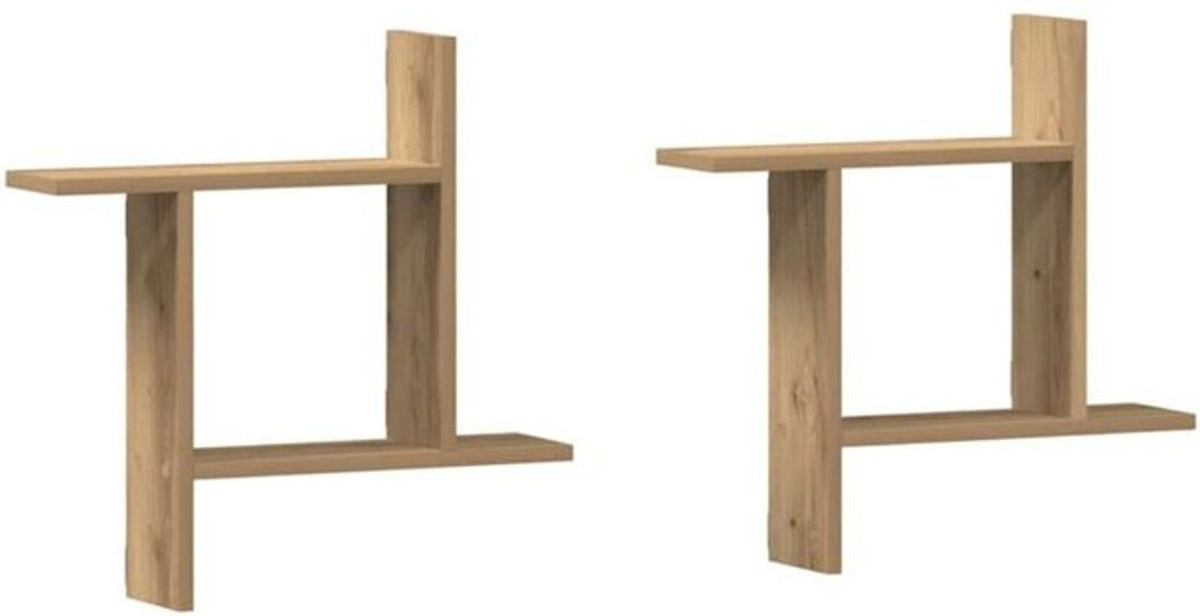 Vidaxl Wandregal Set 2 Stück aus Holzwerkstoff in Eiche Natur Braun, B: 50 cm, H: 50 cm, T: 12 cm - Bild 1