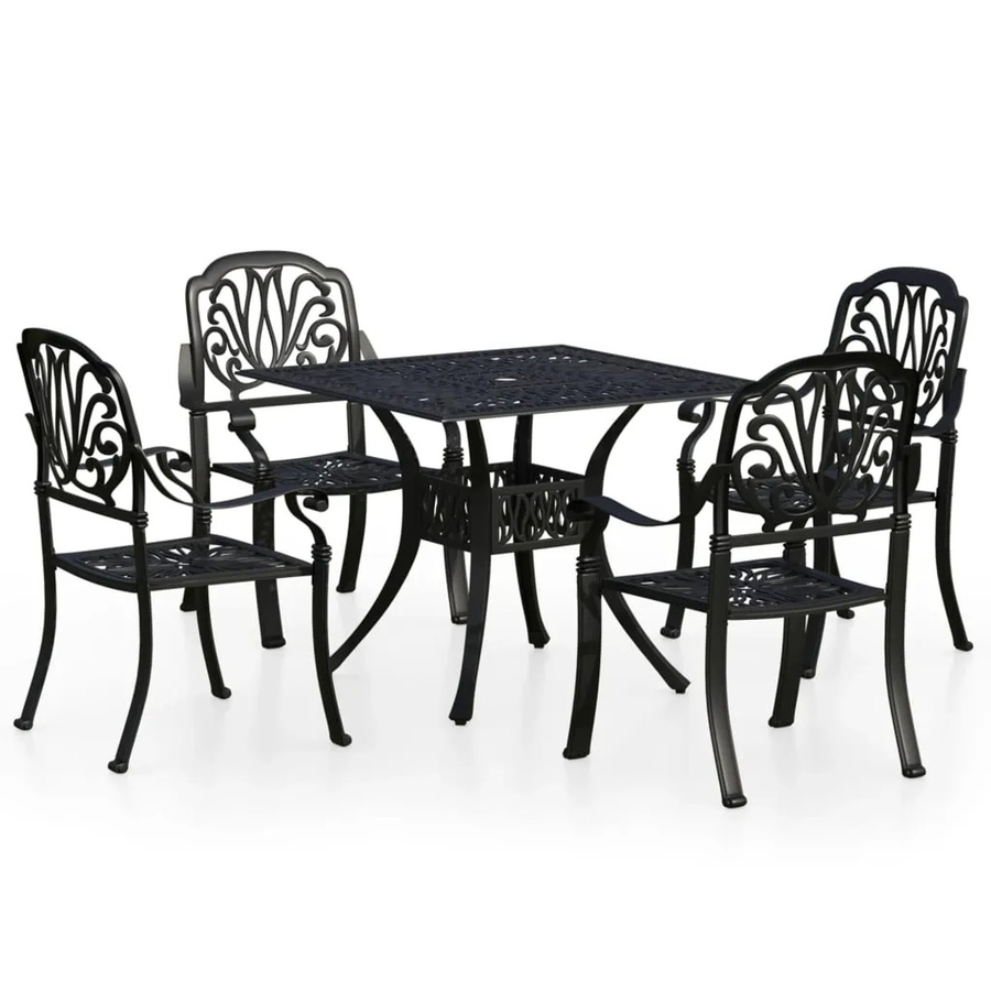 vidaXL 5-tlg Bistro-Set aus Aluminiumguss in Schwarz Modell 3 - Bild 2