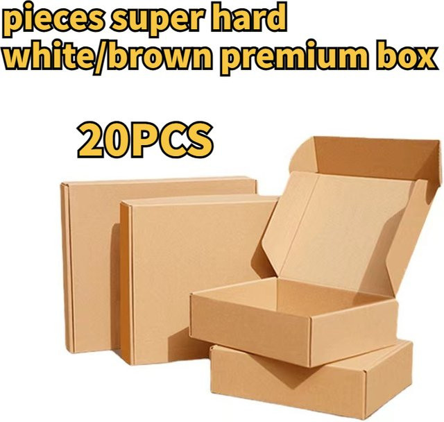 20 Stück extra harte Geschenkboxen aus Wellpappe in Weiß und Braun für Hochzeiten, Süßigkeiten oder kleine Geschenke - Bild 1
