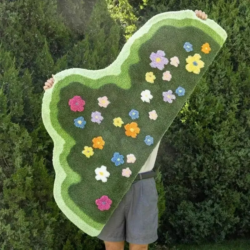 VIKAMA Teppich mit floralem Design in Grün für Wohnzimmer, Schlafzimmer oder Flur - Bild 2