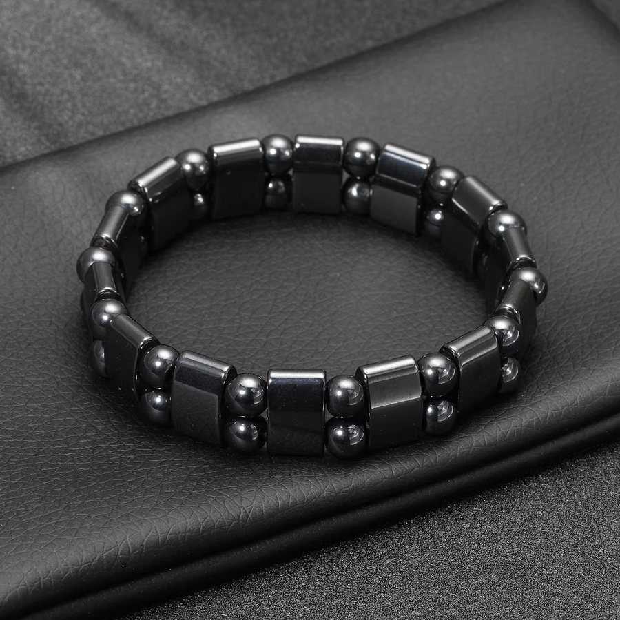 SANSHI Armband, Hämatit-Perlen, Edelstahl, Schwarz, Unisex - Bild 5