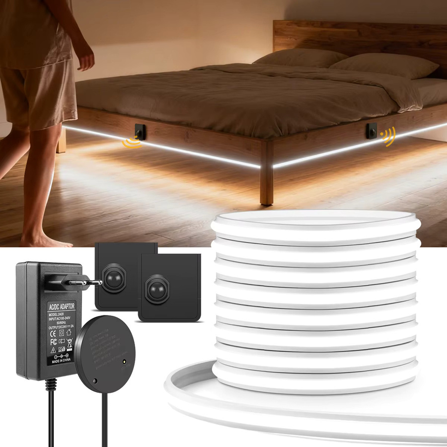 MALITAI COB-LED-Neonband mit PIR-Bewegungssensor, warmweißes intelligentes Nachtlicht aus Silikon für Treppe und Korridor, 24 V - Bild 5